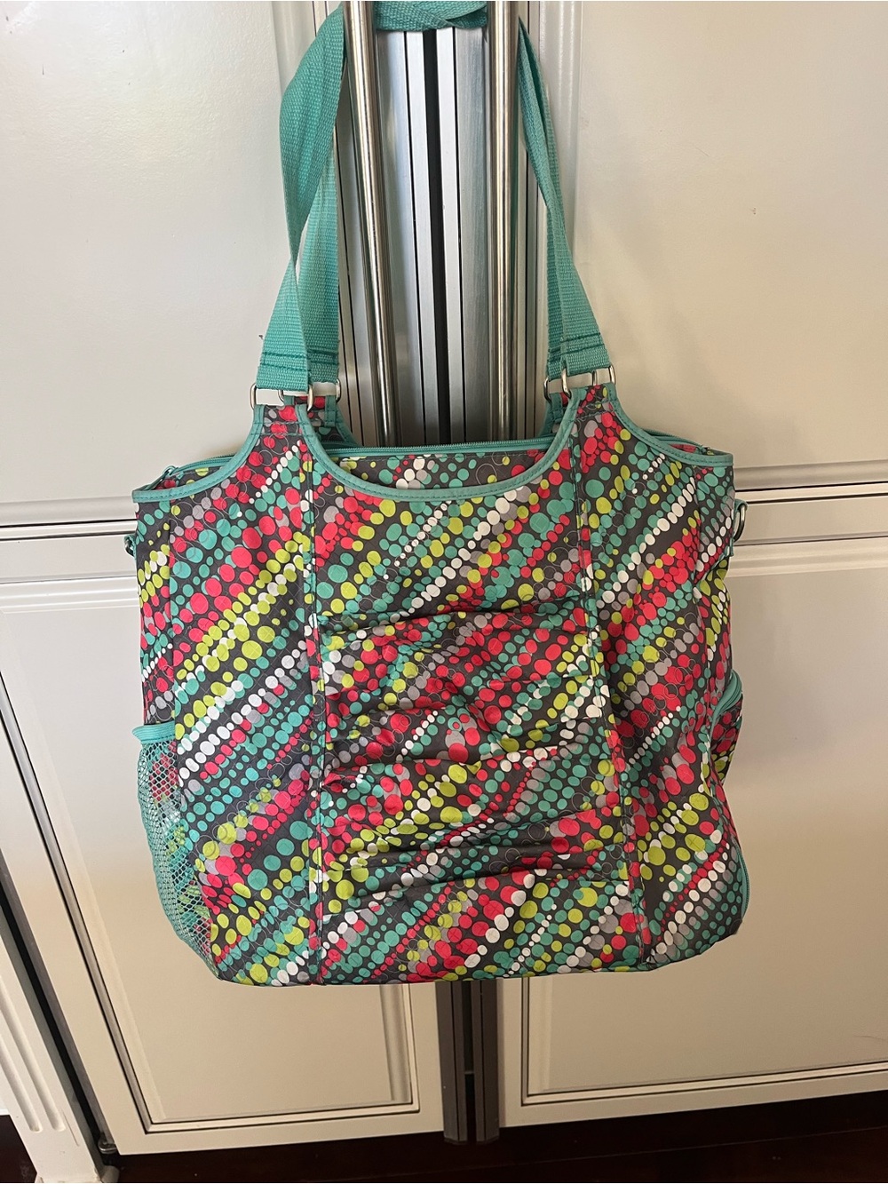 thirty-one Teal Multicolor Dot-Print Tote/Gym/Yoga Bag